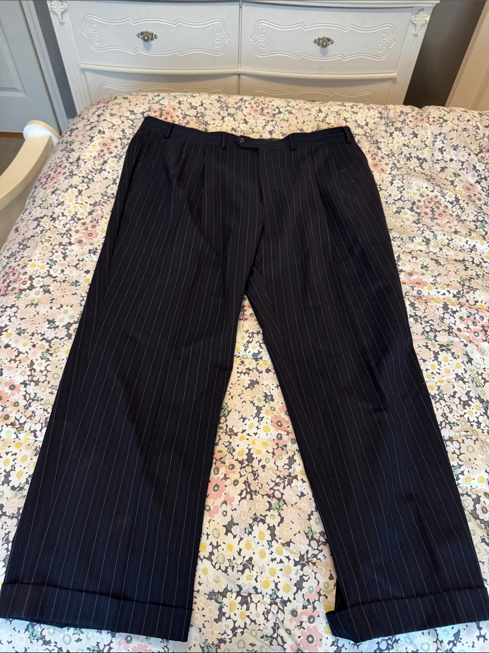 Chaps Navy Pinstripe Dress Pants